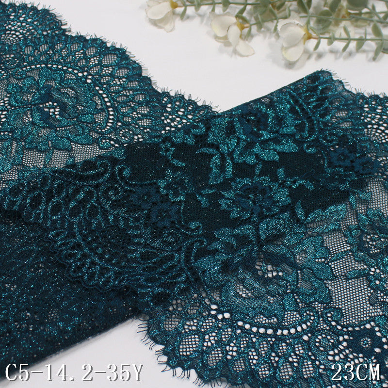 freedombeauty|Multicolor Retro Double Wave Flower Misaligned Elastic Eyelash Lace Trim Performance Costume Lingerie Lace Accessories