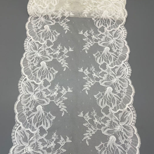 freedombeauty | 22CM Exquisite White Elastic Lace Trim Nylon Wedding Dress Hollow Design Accessories DIY Wedding Dress