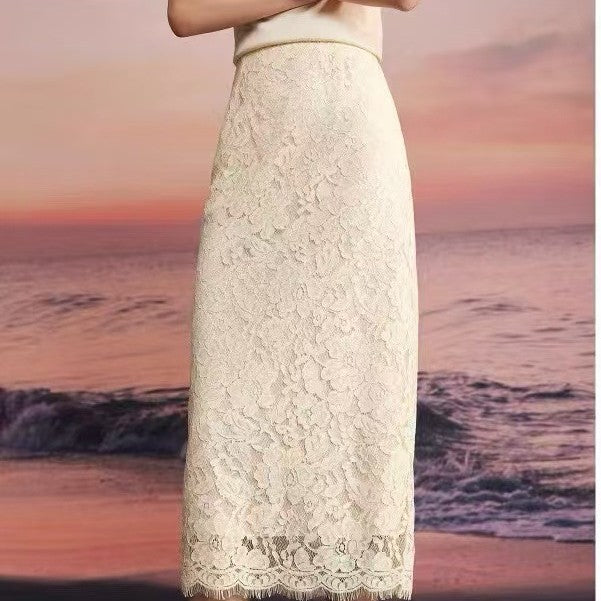 freedombeauty|Brocade Cotton Large Floral Lace Clothing Mesh Wedding Dress Children's Skirt Underwear Lace High-end Skirt Jacquard Mesh Pocket