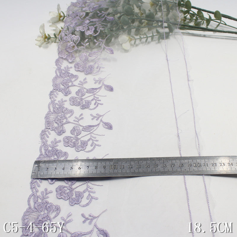 【1pack】-Freedombeauty | Unilateral Exquisite Vintage Flower Mesh Embroidery Lace 18cm Clothing Home Textile Lace Accessories DIY