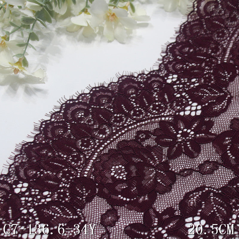 freedombeauty|Black Thread Double-Sided Wavy Elastic Eyelash Lace Dance Costume Curtain 20cm Lace Trim Accessories