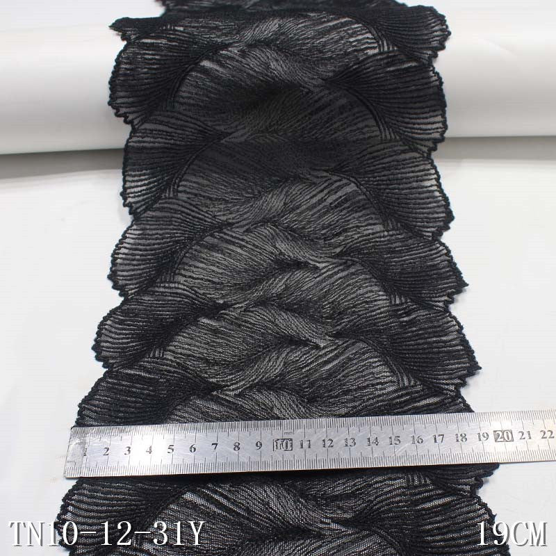 Freedombeauty | Black Mesh Polyester Thread Striped Two-Specification Embroidery Lace DIY Accessories Curtain Mother Dress Lace