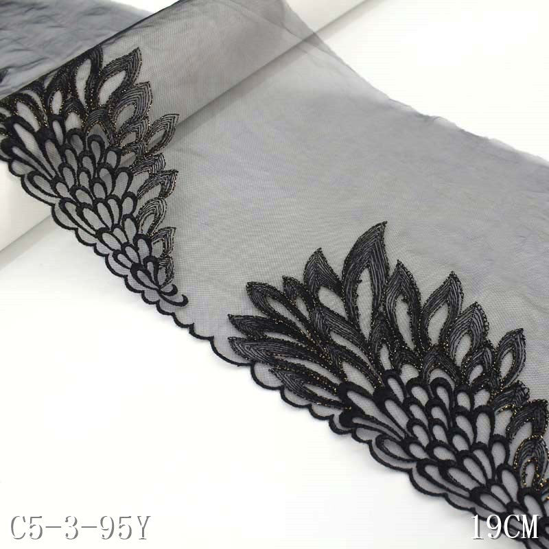 【1pack】-freedombeauty|Phoenix Single-Sided Three-Dimensional Embroidery with Gold Thread Transparent Mesh Embroidery Performance Costume Accessories Embroidery Lace