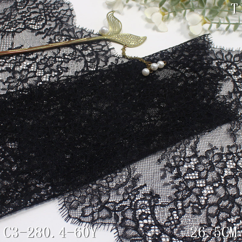 freedombeauty|Black Double-Sided French Classical Small Flower Non-Elastic Eyelash 26cm Curtain Sofa Cushion Lace Trim Accessories