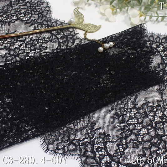 freedombeauty|Black Double-Sided French Classical Small Flower Non-Elastic Eyelash 26cm Curtain Sofa Cushion Lace Trim Accessories