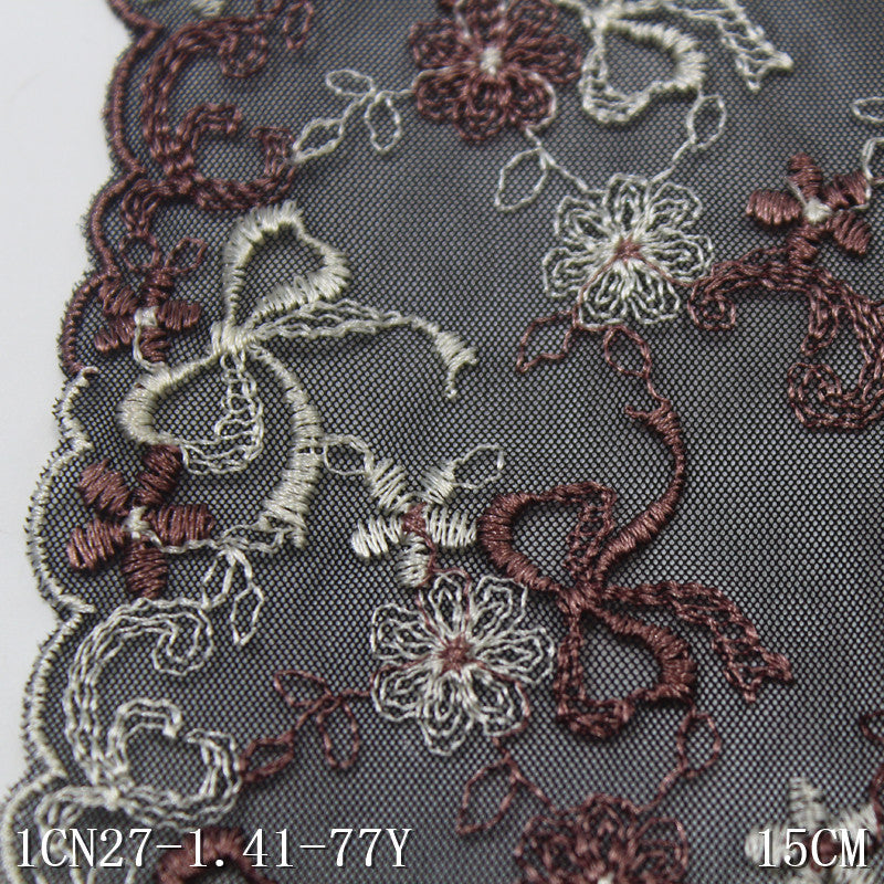 【1pack】-freedombeauty|Ins Cute Single-Sided Color-Block Exquisite Bowknot Small Flower Embroidery Lolita Dress Trim