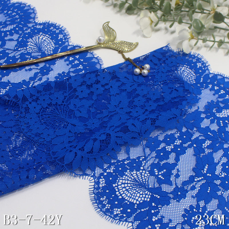 freedombeauty|Multicolor Knitted Double Wave Vintage Floral Non-Elastic Eyelash Clothing Home Textile 22cm Lace Trim DIY Accessories