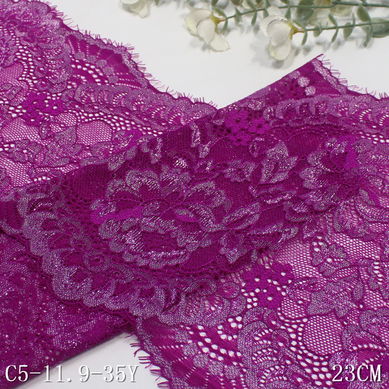 freedombeauty|Multicolor Gold and Silver Thread Shiny Ethnic Style Full Floral Elastic Eyelash Lace Sexy Lingerie Lace DIY