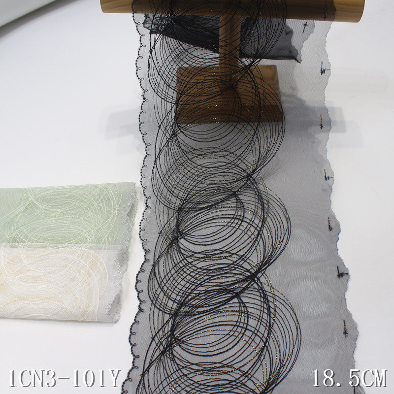 【1pack】-freedombeauty|Multicolor Layered Gold and Silver Thread Coil Mesh Embroidery Lace Trim 18cm Clothing Home Textile Lace Trim Accessories