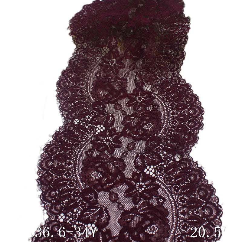 freedombeauty|Black Thread Double-Sided Wavy Elastic Eyelash Lace Dance Costume Curtain 20cm Lace Trim Accessories