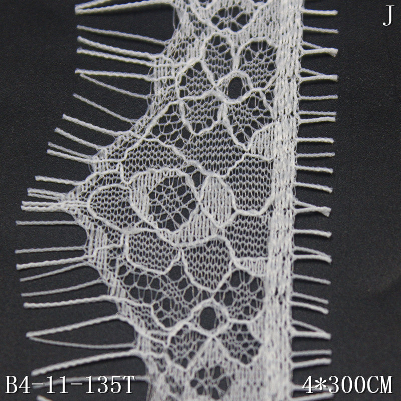 freedombeauty|Black and White Single Wave Retro Flower Lightweight Non-Elastic Eyelash Clothing Home Textile 4cm Lace Trim DIY