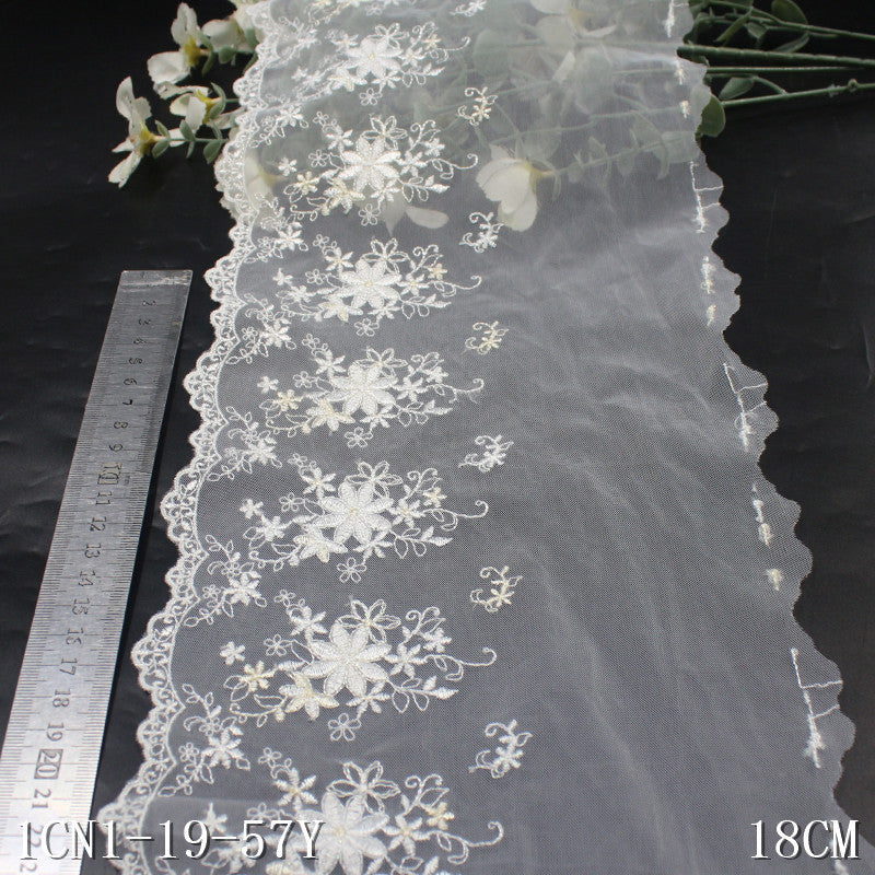 【1pack】-Freedombeauty | Multi-Color French Unilateral Silver Silk Small Flower Embroidery Lace 16cm Clothing Home Textile Lace Accessories DIY