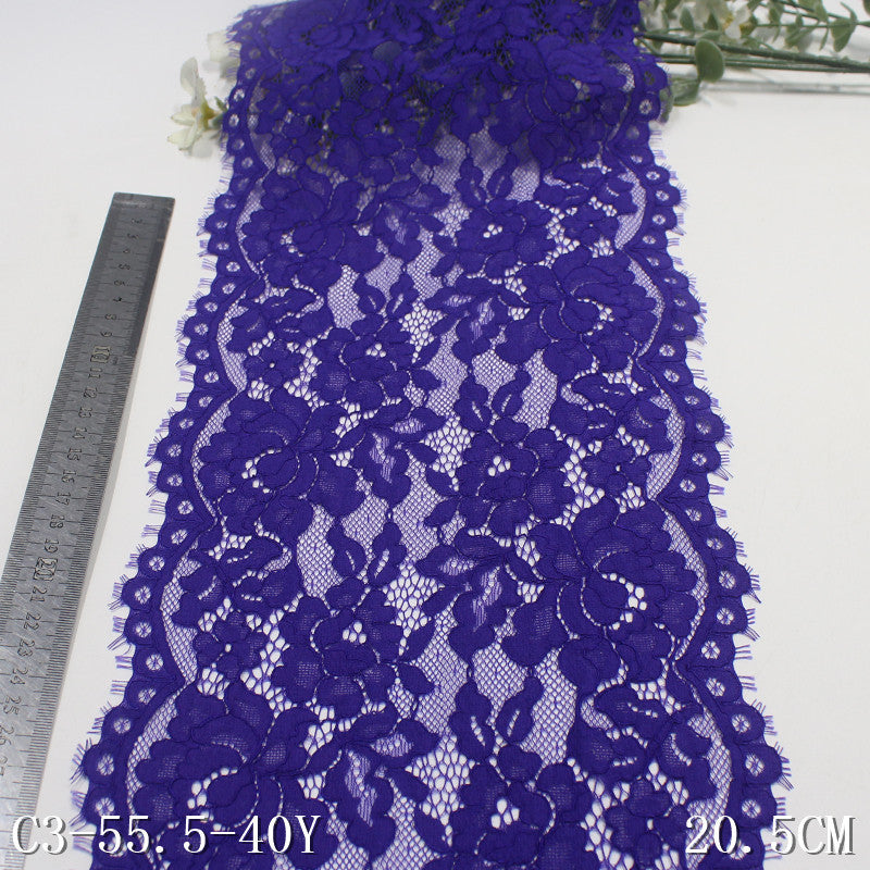 freedombeauty|Blue Double Wave Retro Strip Flower Non-Elastic Eyelash 20cm Clothing Home Textile Lace Trim DIY