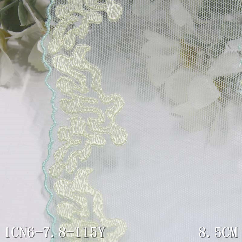 【1pack】-freedombeauty|Two-Color Mesh Ancient Style Single-Sided Hot Melt Narrow Embroidery Lace Trim DIY Underwear Clothing Lace Trim Accessories