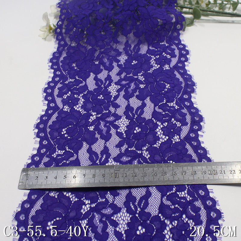 freedombeauty|Blue Double Wave Retro Strip Flower Non-Elastic Eyelash 20cm Clothing Home Textile Lace Trim DIY