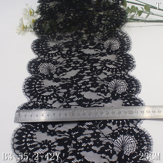 freedombeauty|Multicolor Knitted Double Wave Vintage Floral Non-Elastic Eyelash Clothing Home Textile 22cm Lace Trim DIY Accessories