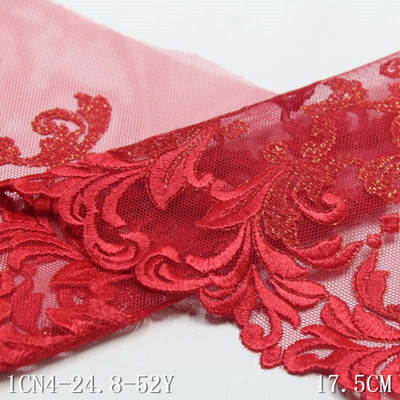 【1pack】-Freedombeauty | Two-Color Mesh Polyester Thread Thorns with Gold Thread Embroidery Lace DIY Accessories Curtain Sofa Cushion Lace