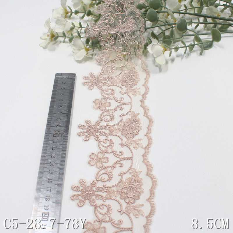 【1pack】-freedombeauty|Multicolor Mesh Exquisite Vintage Small Flower Embroidery Lace 8cm Clothing Hair Accessories Lace Trim DIY