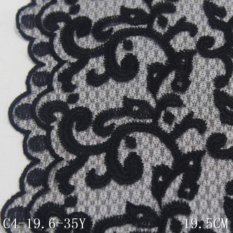 freedombeauty|Black Lace Mesh Full Edge Pattern Embroidery Trim Curtain Accessories for Mom's Dress
