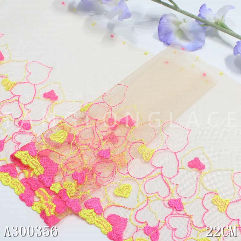 【1pack】-Freedombeauty | Boutique Color Matching Polyester Thread Love Mesh Embroidery Lace DIY Underwear Performance Wear Lace Accessories