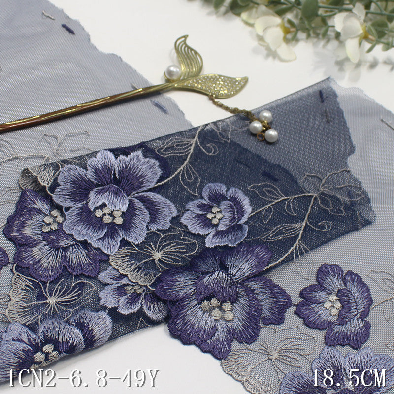 【1pack】-freedombeauty|Multicolor Mesh Single Edge Exquisite Vintage Flower Embroidery Lace Trim Clothing Home Textile Lace Trim Accessories DIY