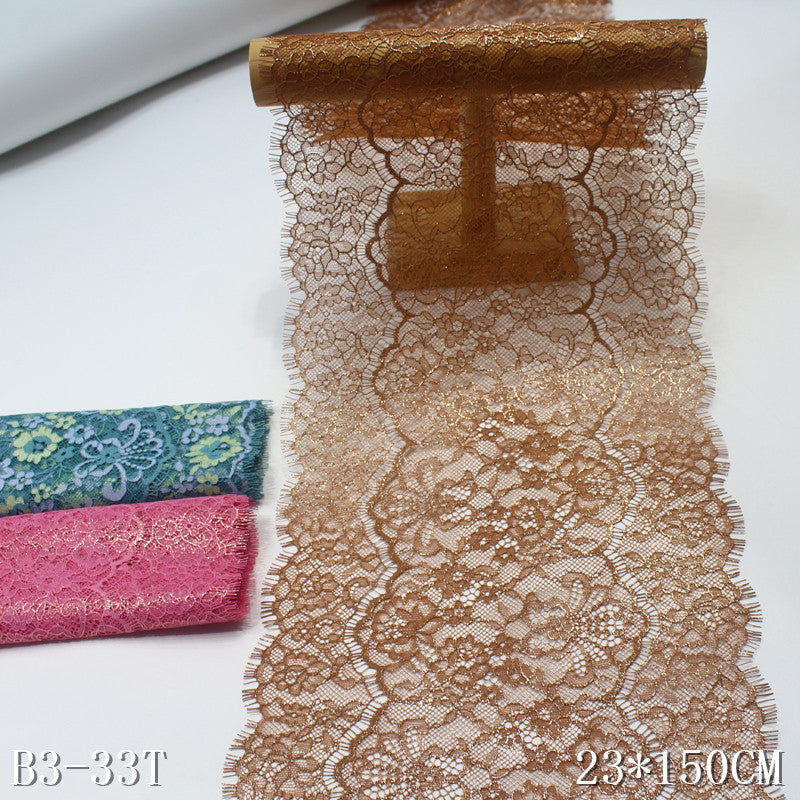 freedombeauty|Multicolor Double Wave Center Vintage Flower Non-Elastic Eyelash Lace Trim Clothing Home Textile Lace Trim Accessories DIY