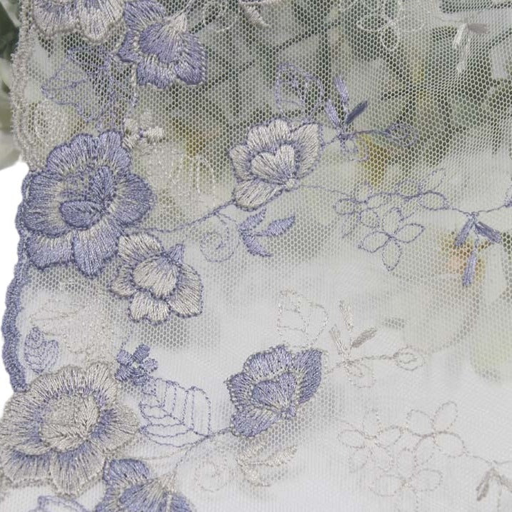 【1pack】-freedombeauty|White Mesh Vintage Single-Sided Flower Embroidery Lace DIY Lingerie Clothing Curtain Lace Trim Accessories