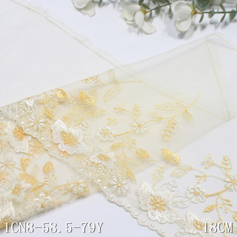 【1pack】-Freedombeauty | Two-Color Unilateral Fresh Flower Clusters Spring Embroidery Lace Clear Clothing Tablecloth the Cord Fabric Accessories DIY