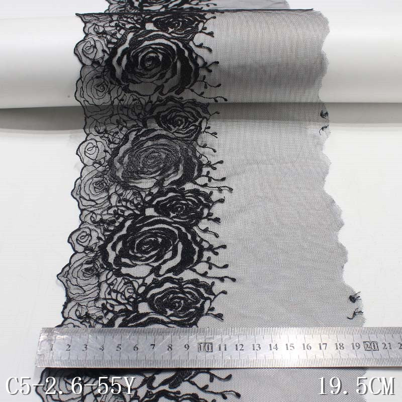 【1pack】-freedombeauty|Three-Color Mesh Polyester Hollow Large Rose Embroidery Trim Accessories Curtain Underwear Decoration Trim