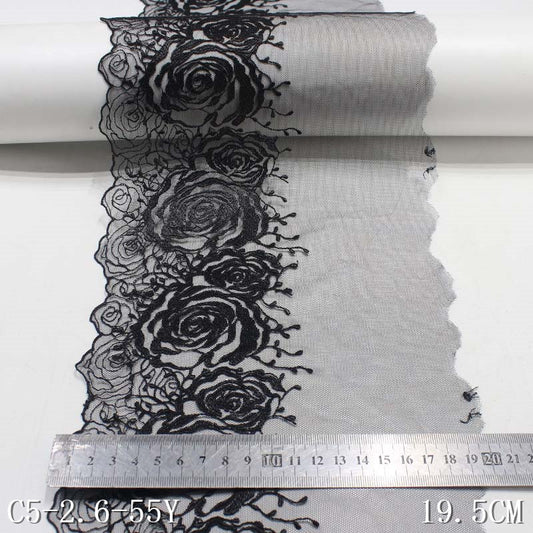 【1pack】-freedombeauty|Three-Color Mesh Polyester Hollow Large Rose Embroidery Trim Accessories Curtain Underwear Decoration Trim