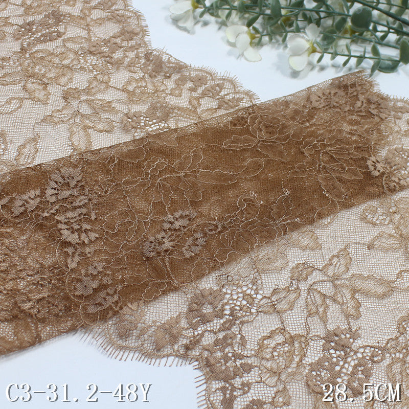 freedombeauty|Dark Skin Tone Double Wave Retro Floral Lightweight Non-Elastic Eyelash 28cm Clothing Lingerie Lace Trim Accessories