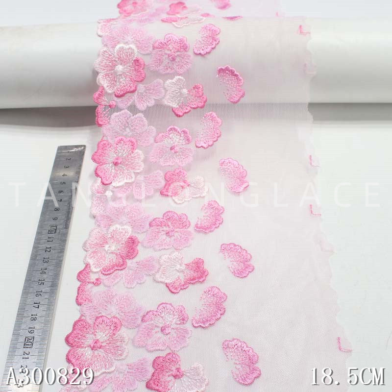 【1pack】-Freedombeauty | Exquisite Simple Embroidery Lace Three-Dimensional Flower Clothing Design Curtain Accessories 18.5cm Mesh Lace