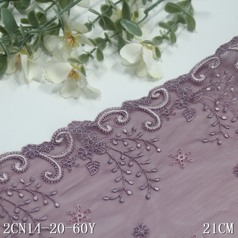 【1pack】-freedombeauty|Gray Mesh Single-Sided Ethnic Style Pattern Elastic Embroidery Curtain Sofa Cushion Lace Trim DIY Accessories