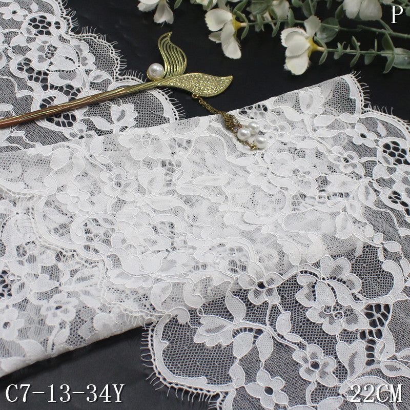 freedombeauty|Multicolor Double Wave Bone Line Vintage Flower Elastic Eyelash 22cm Clothing Home Textile Lace Trim DIY