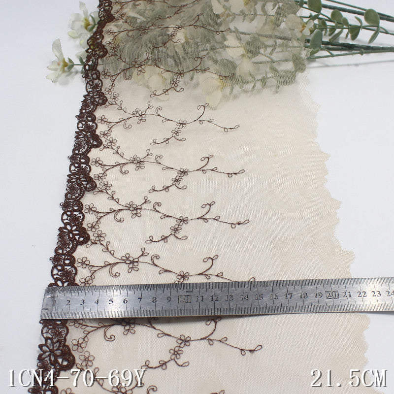 【1pack】-freedombeauty|Skin Color Single-Sided Water-Soluble Small Flower Mesh Embroidery Trim 21cm Clothing Home Textile Lace Trim DIY Accessories