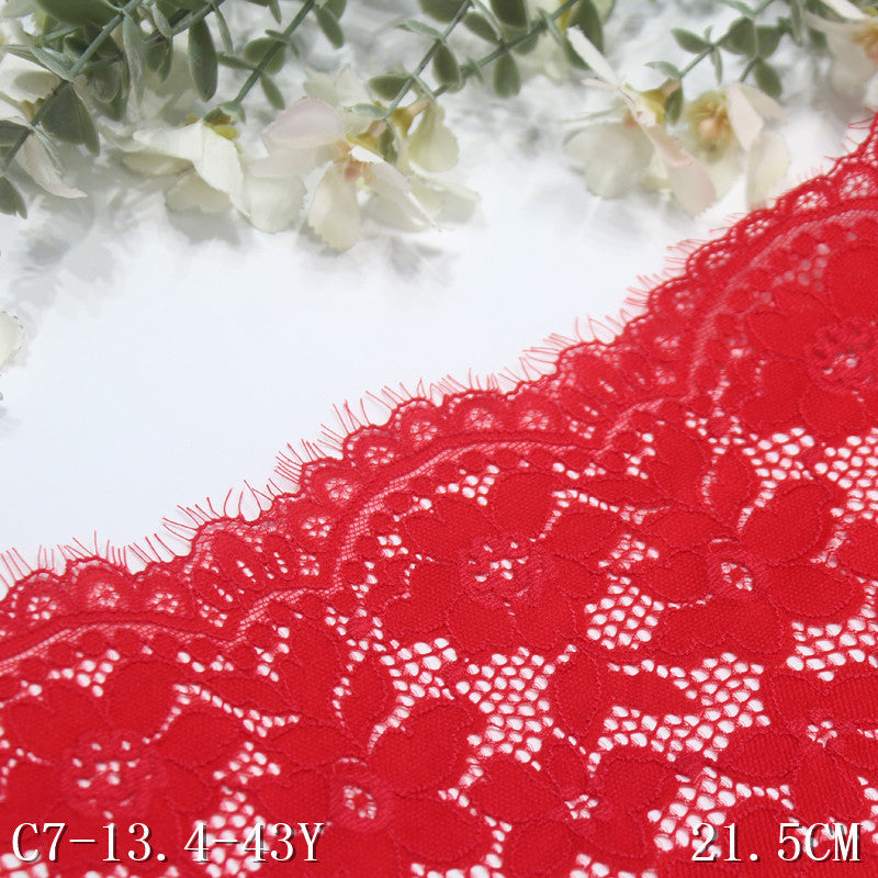 freedombeauty|Red Double-Sided Wavy Full Elastic Eyelash Lace Trim Performance Costume Curtain 21cm Lace Trim Accessories