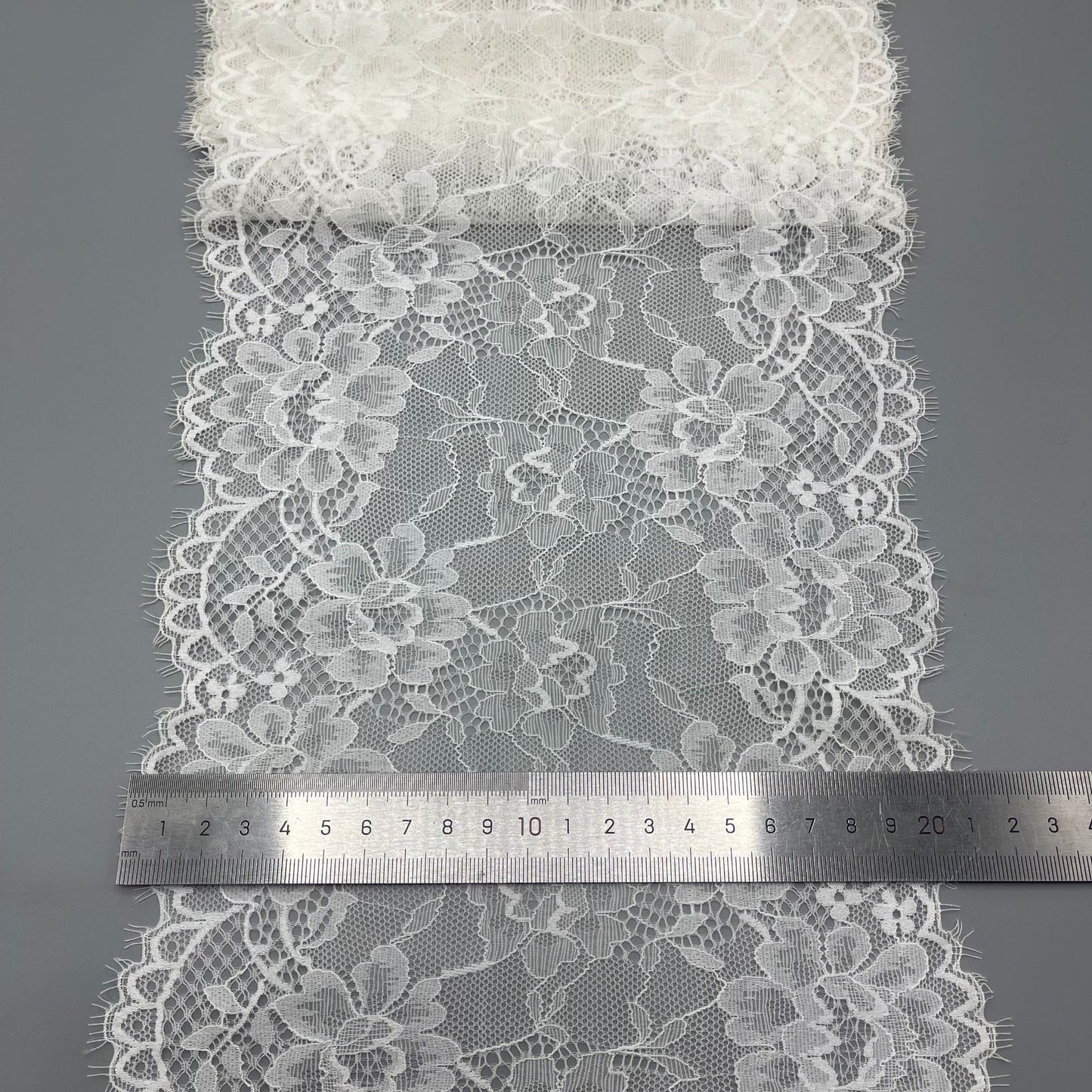 freedombeauty|20CM French Elastic Eyelash Wedding Dress Lace Trim Accessories White Elastic Lace Nylon Hollow Lace