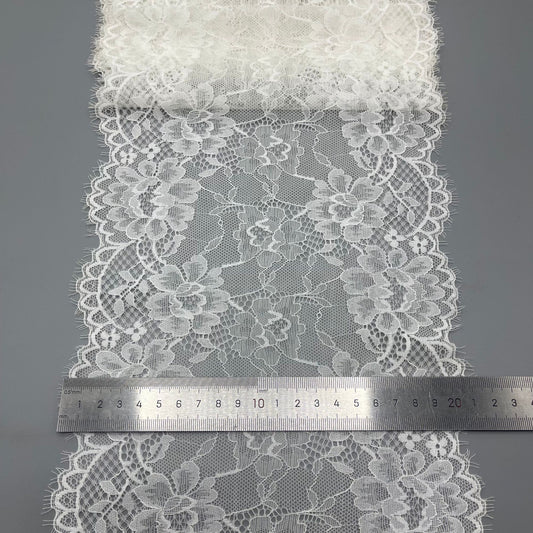 freedombeauty|20CM French Elastic Eyelash Wedding Dress Lace Trim Accessories White Elastic Lace Nylon Hollow Lace