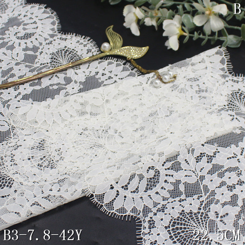 freedombeauty|Multicolor Knitted Double Wave Vintage Floral Non-Elastic Eyelash Clothing Home Textile 22cm Lace Trim DIY Accessories