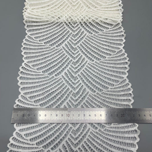 freedombeauty|21CM Exquisite White Nylon Elastic Lace Trim Wedding Dress Handmade Accessories Hollow Design