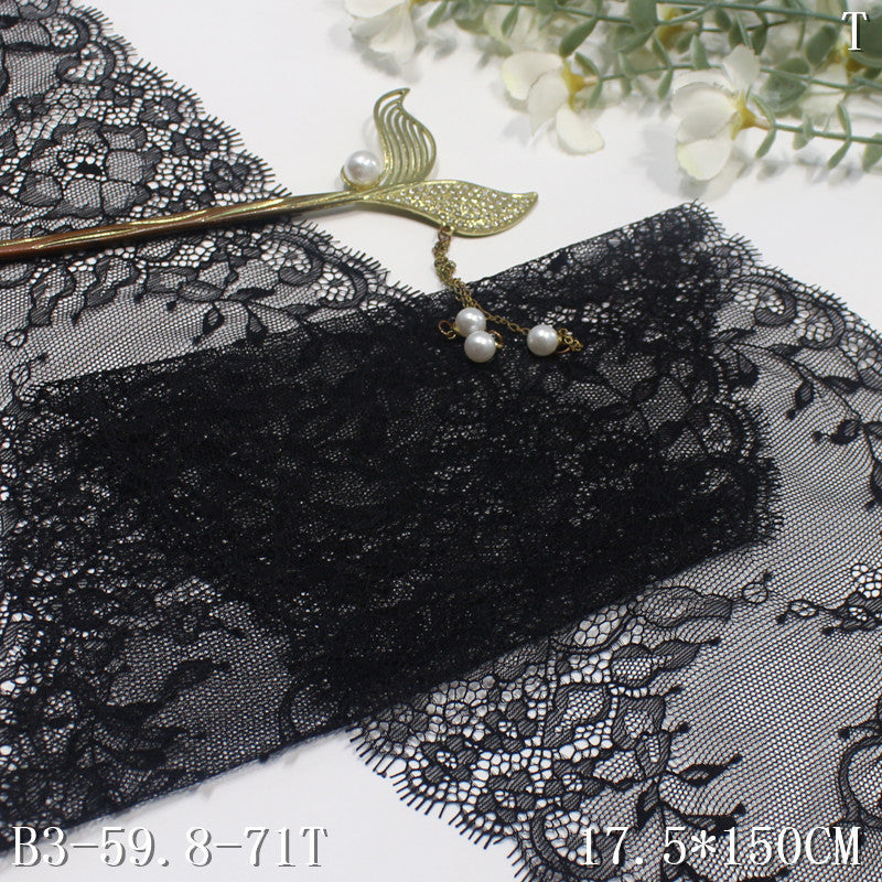 freedombeauty|Black and Red Double-Sided French Retro Floral Lightweight Non-Elastic Eyelash 17cm Clothing Lace Trim DIY