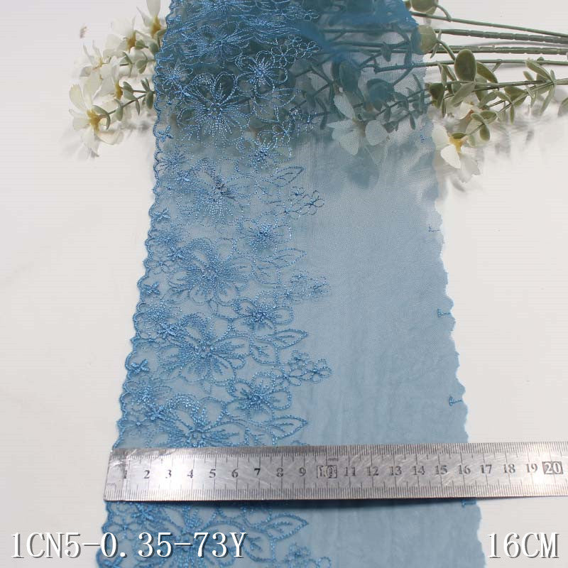 【1pack】-freedombeauty|Two-Color Mesh Single-Sided Polyester Thread Flower Embroidery Trim DIY Home Textile Curtain Clothing Lace Trim Accessories