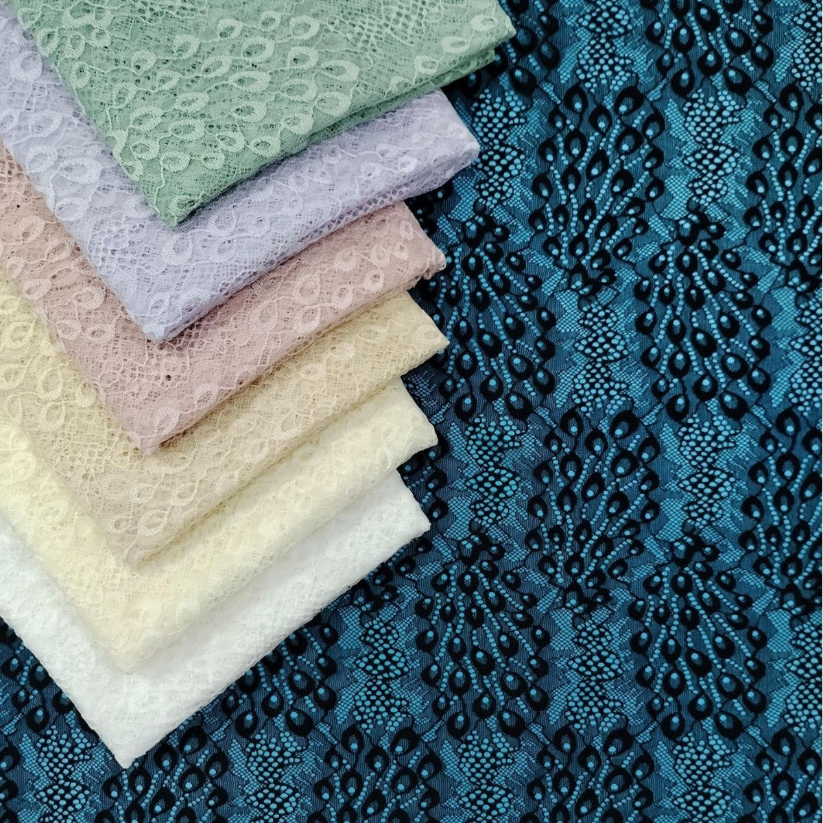 freedombeauty|Leaf Peacock Flower Nylon Lace Fabric Full Pattern Lace Fabric Dress Fashion Gown Wedding Dress Accessories