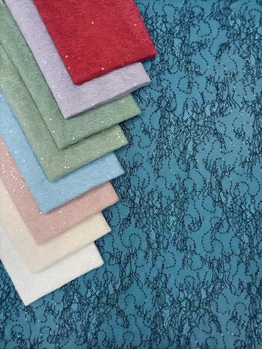 freedombeauty|Sequin Brocade Polyester Lace Fabric Full Width Non-Elastic Lace Fabric Fashion Clothing Lace Accessories Lace Fabric In Stock