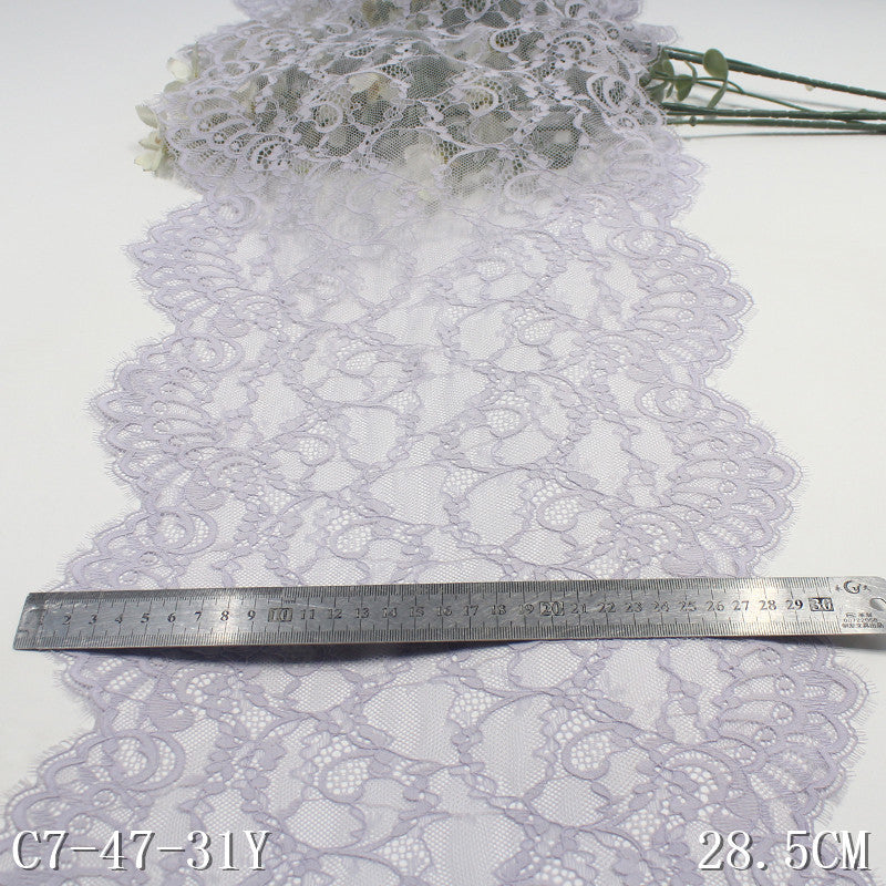 freedombeauty|Blue Double Wave Retro Flower Lightweight Elastic Eyelash 28cm Lingerie Dance Costume Lace Trim Accessories