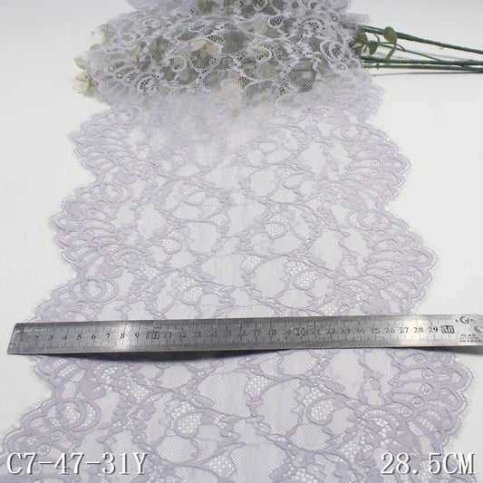 freedombeauty|Blue Double Wave Retro Flower Lightweight Elastic Eyelash 28cm Lingerie Dance Costume Lace Trim Accessories