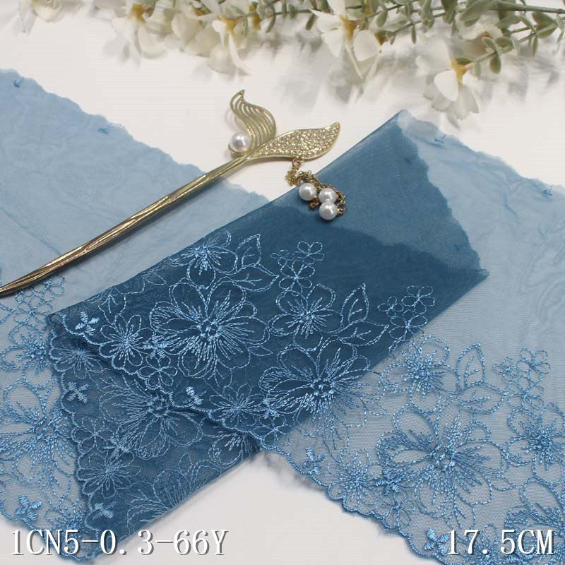 【1pack】-freedombeauty|Two-Color Mesh Single-Sided Polyester Thread Flower Embroidery Trim DIY Home Textile Curtain Clothing Lace Trim Accessories