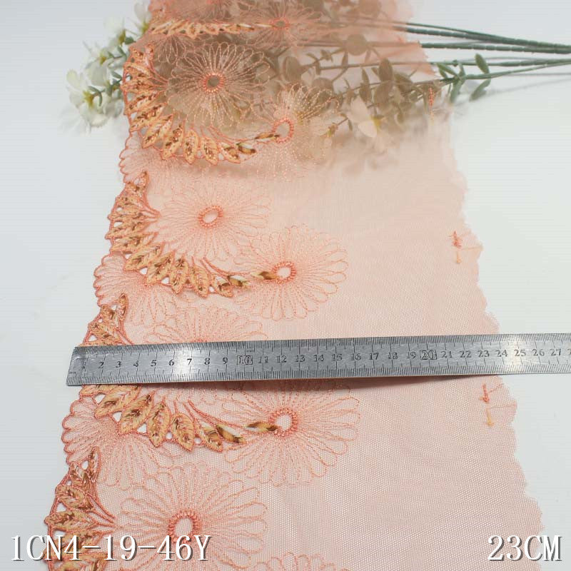 【1pack】-freedombeauty|Three-Color Mesh Ethnic Style Single-Sided Large Flower Embroidery Lace Trim for Clothing Sofa Cushion Lace Trim Accessories