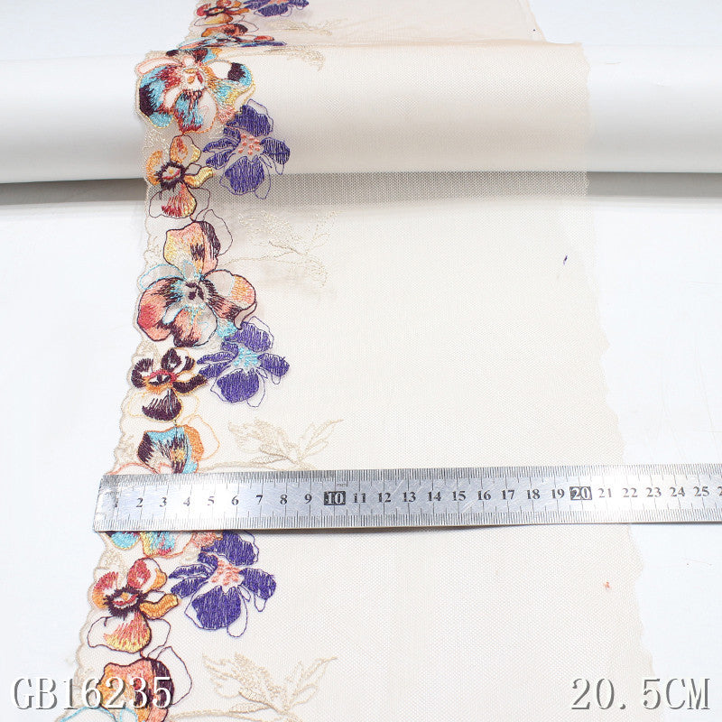 【1pack】-freedombeauty|Custom Skin Tone Mesh Bottom Colorful Flower Knitted Embroidery Lace Women's DIY Handmade Bedding Accessories Underwear