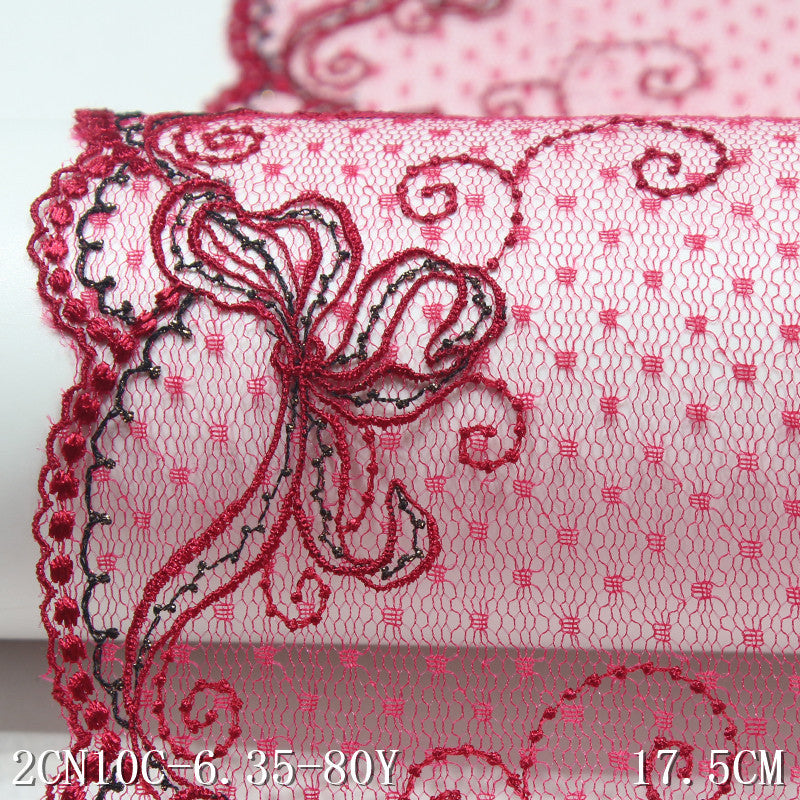 【1pack】-Freedombeauty | in Stock Red Lace Mesh Gold Thread Knitted Embroidery Curtain Lace Accessories Underwear Sofa Cushion